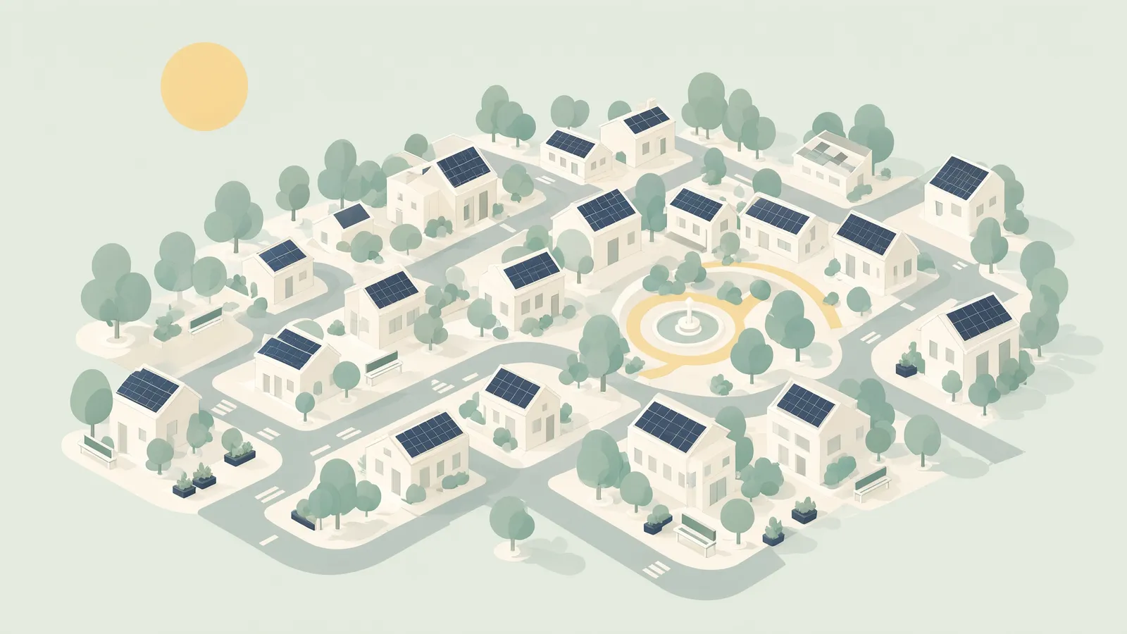 Illustration of a home with rooftop solar panels and a cost breakdown