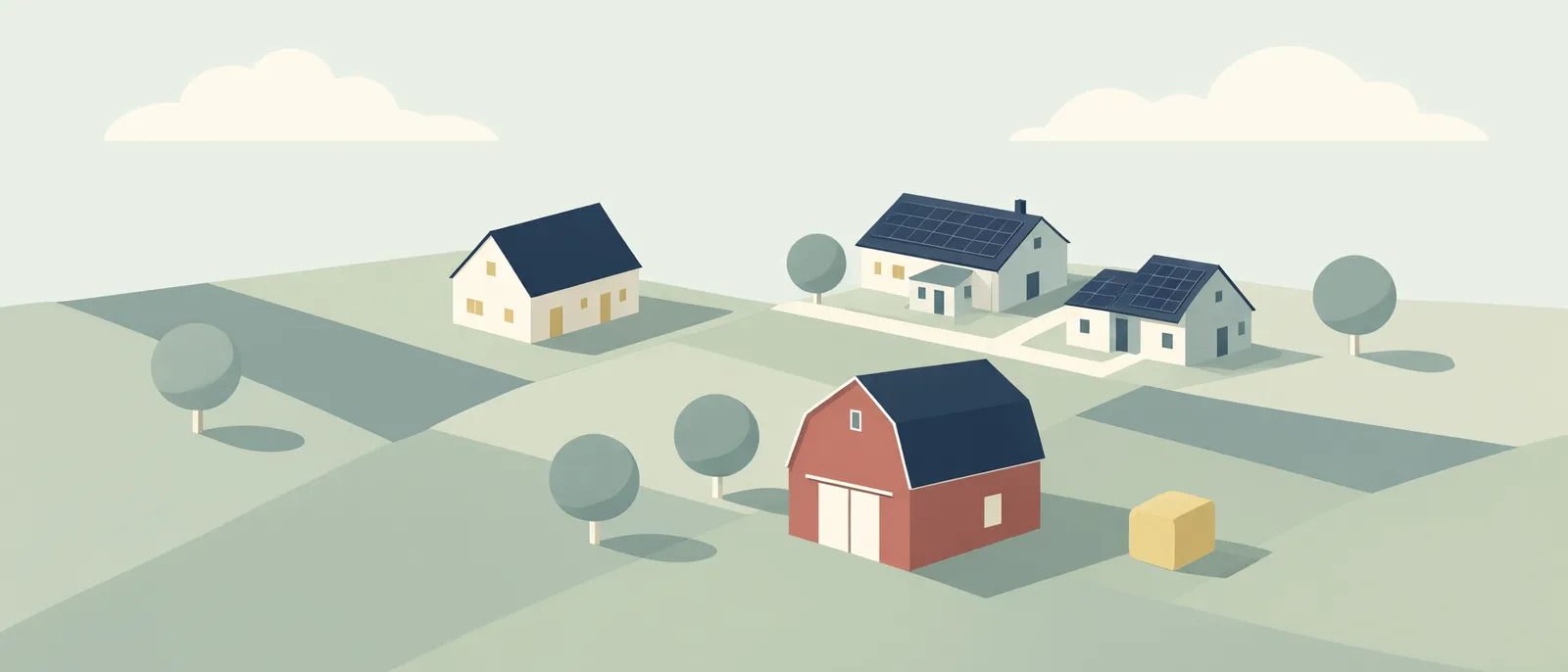 Illustration of homes with rooftop solar in the Midwest